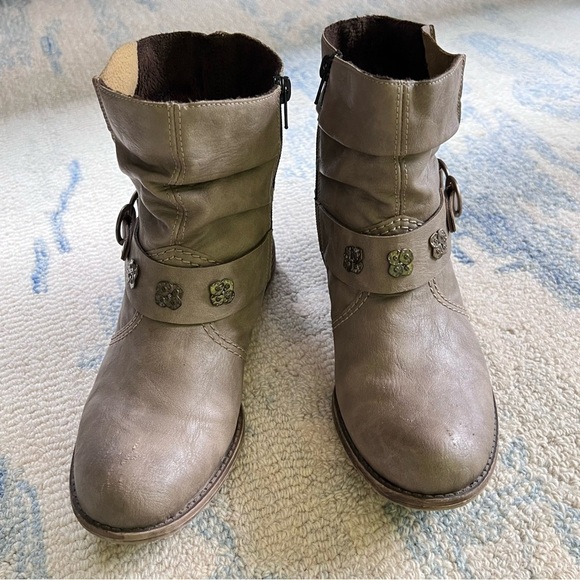 RIEKER PEGGY 98 DIESEL SUEDE LEATHER STUDDED MOTO ANKLE BOOTS SIZE 8 - Picture 3 of 15